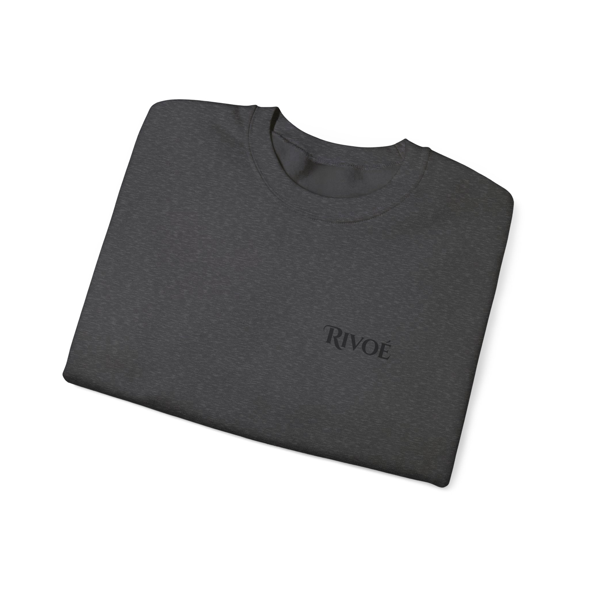 Minimal 'RIVOÉ' White Crewneck Sweatshirt – Small Chest Logo, Casual Unisex Pullover
