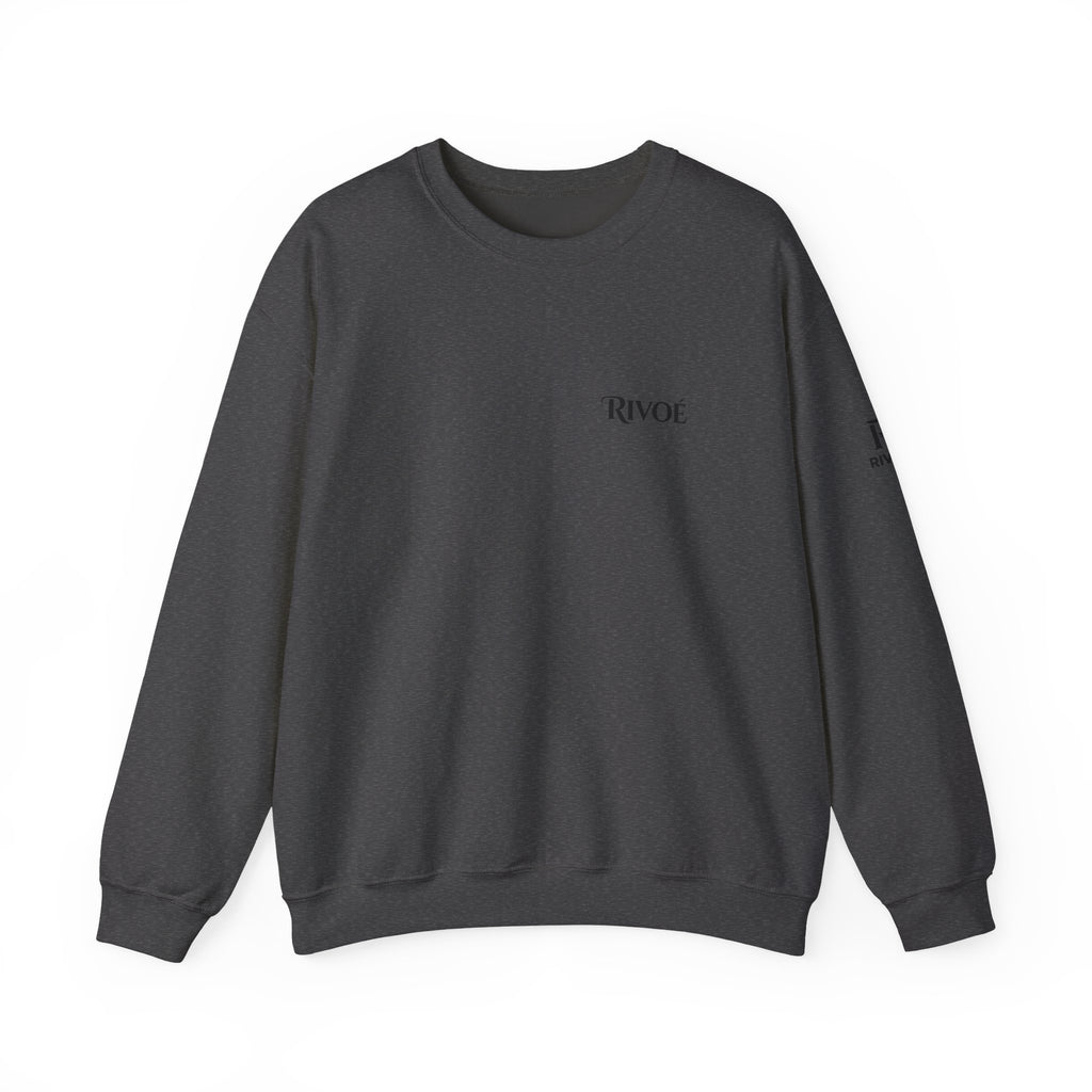 Minimal 'RIVOÉ' White Crewneck Sweatshirt – Small Chest Logo, Casual Unisex Pullover