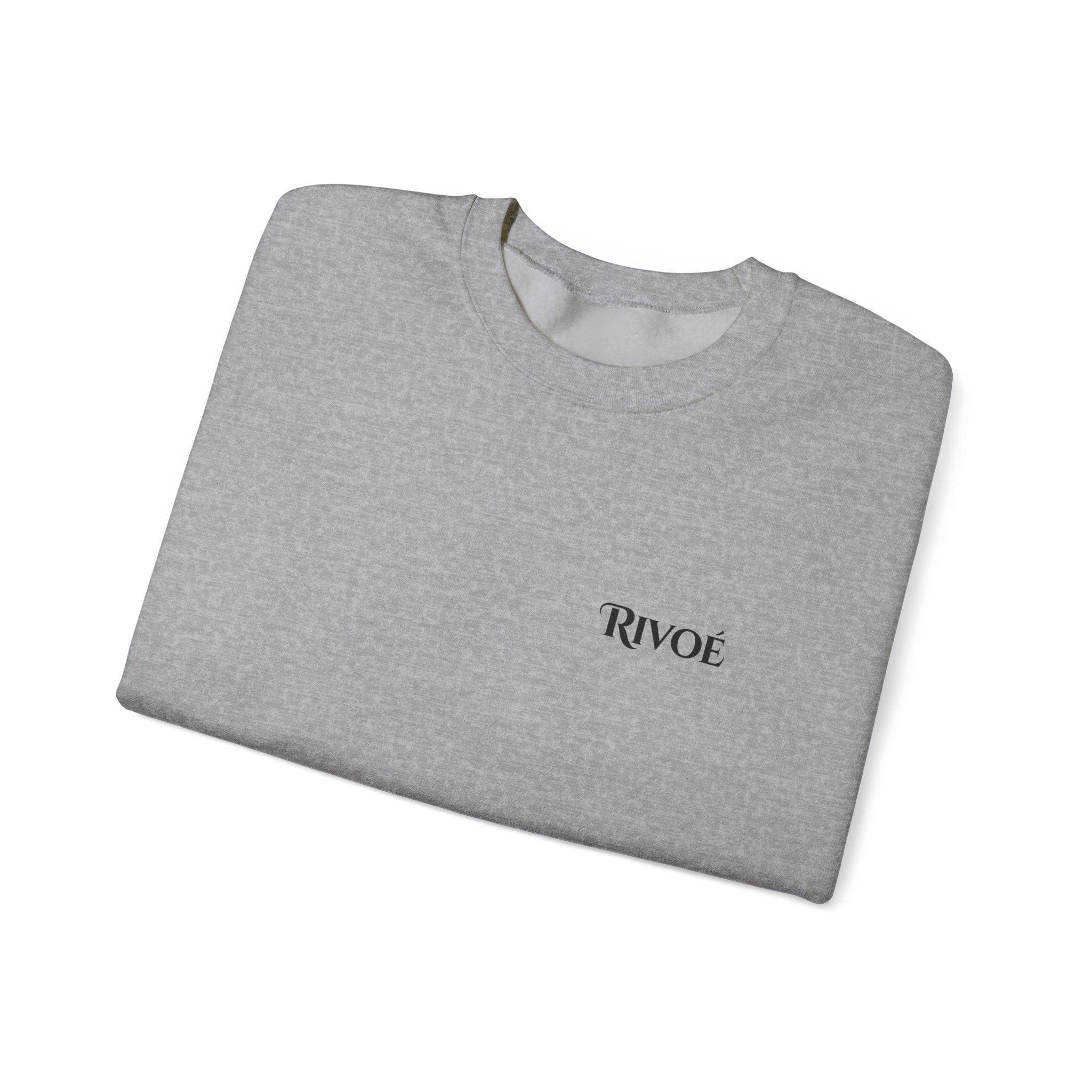 Minimal 'RIVOÉ' White Crewneck Sweatshirt – Small Chest Logo, Casual Unisex Pullover