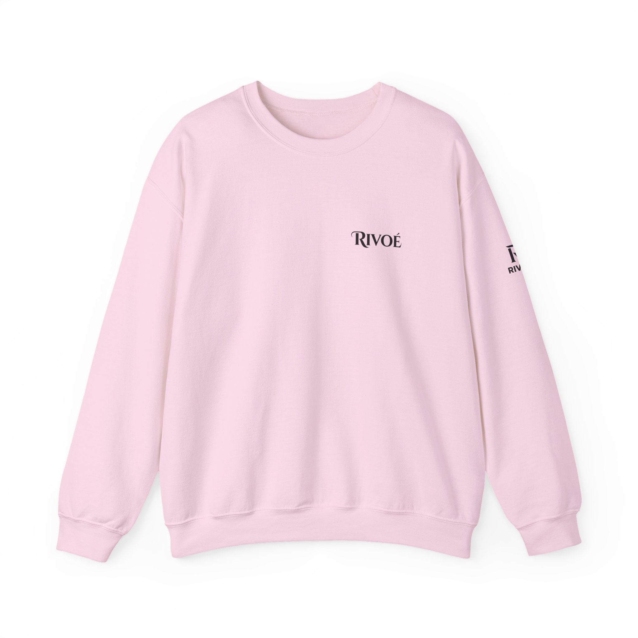 Minimal 'RIVOÉ' White Crewneck Sweatshirt – Small Chest Logo, Casual Unisex Pullover