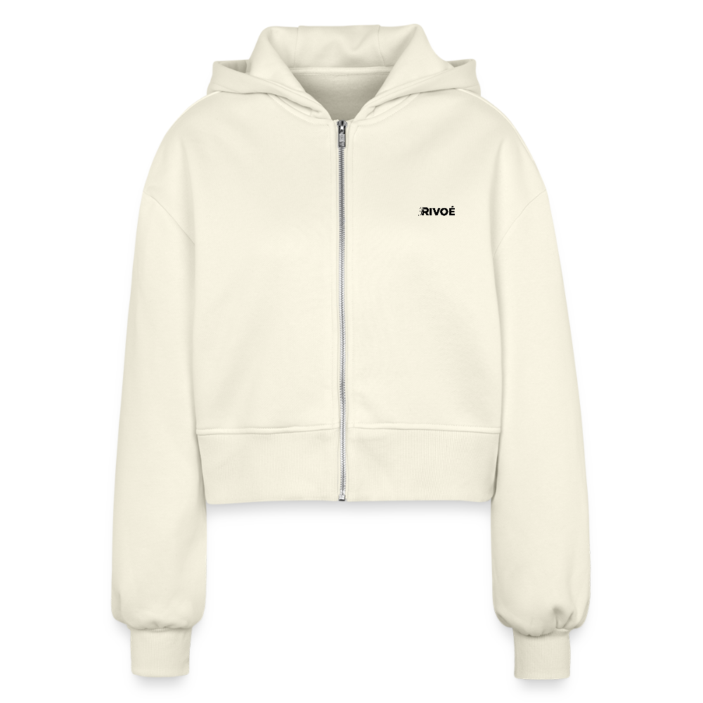 RIVOÈ Women’s Oversized Cropped Hooded Jacket - nature