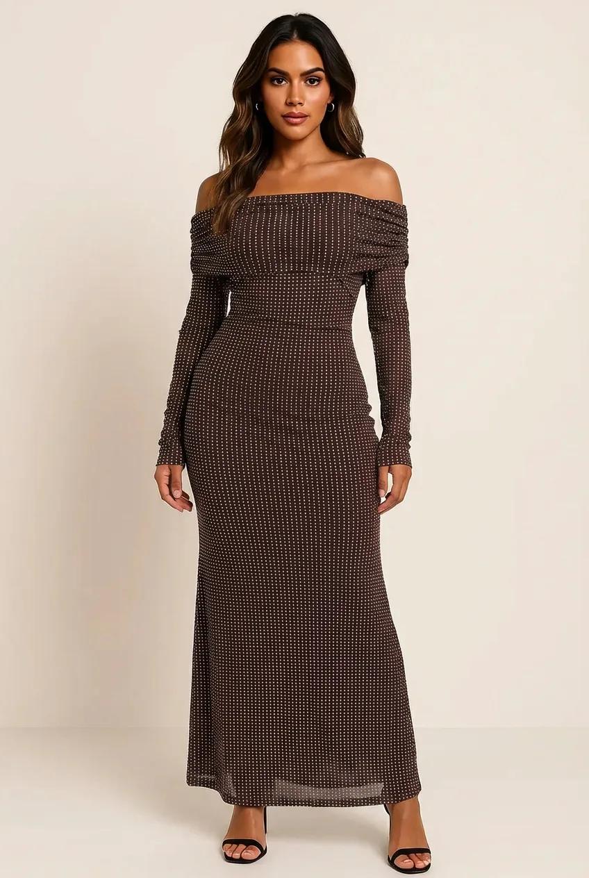 Elegant Off-Shoulder Bodycon Maxi