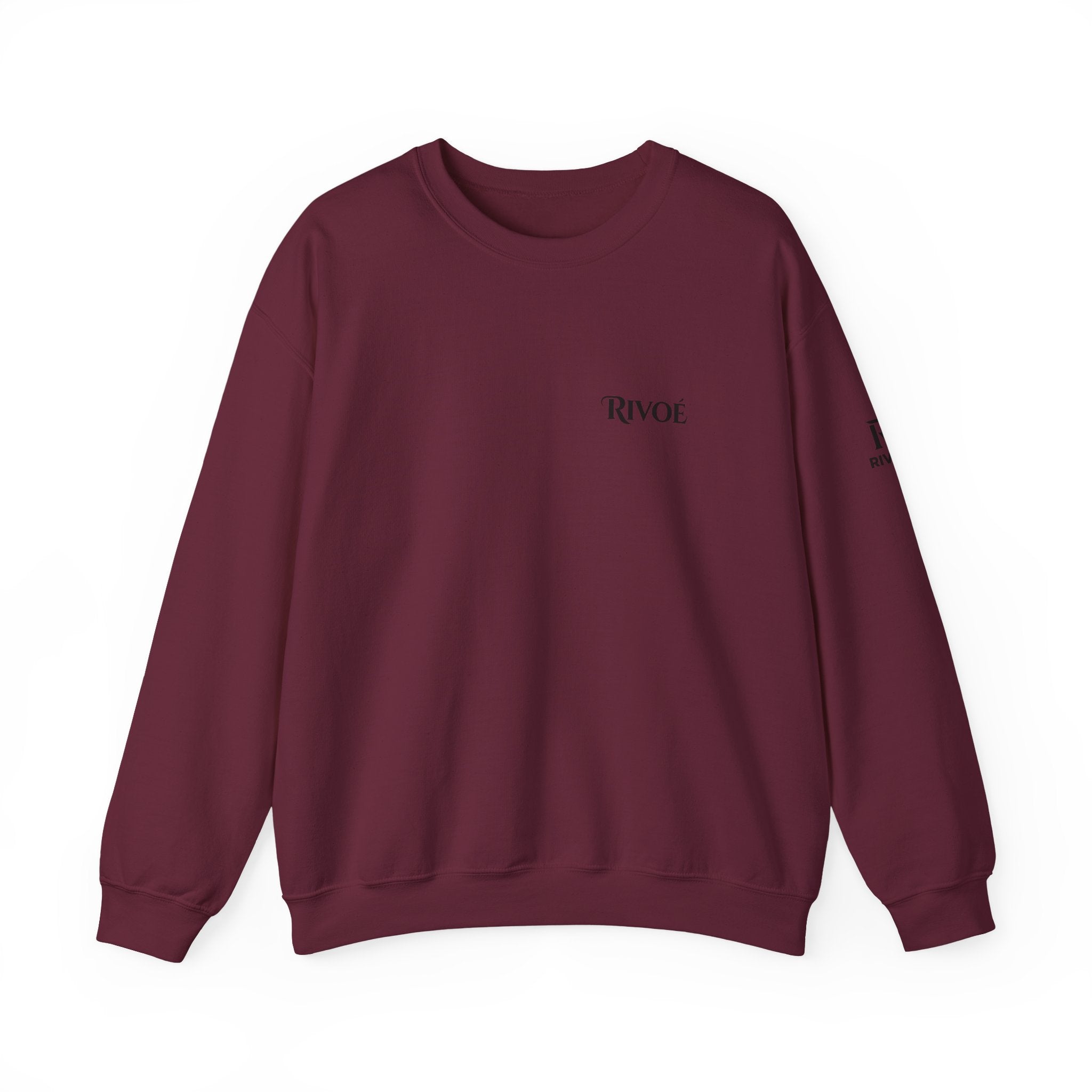 Minimal 'RIVOÉ' White Crewneck Sweatshirt – Small Chest Logo, Casual Unisex Pullover