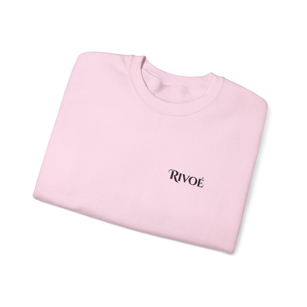Minimal 'RIVOÉ' White Crewneck Sweatshirt – Small Chest Logo, Casual Unisex Pullover