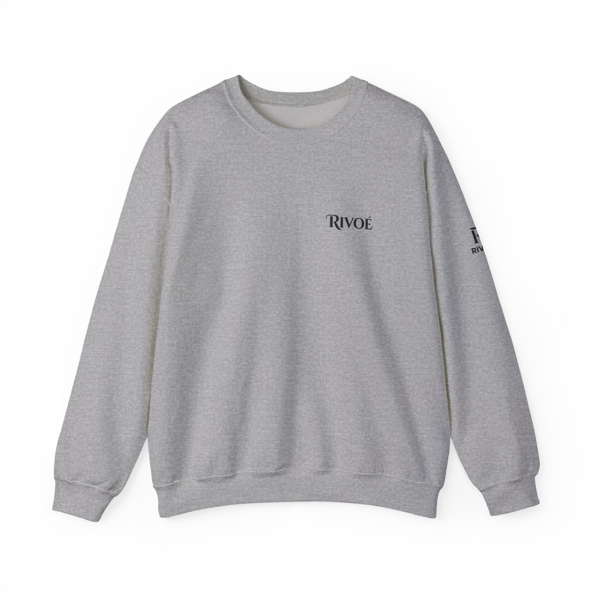 Minimal 'RIVOÉ' White Crewneck Sweatshirt – Small Chest Logo, Casual Unisex Pullover