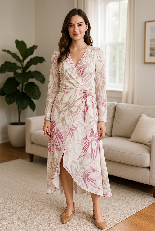 Chic Printed Surplice Dress