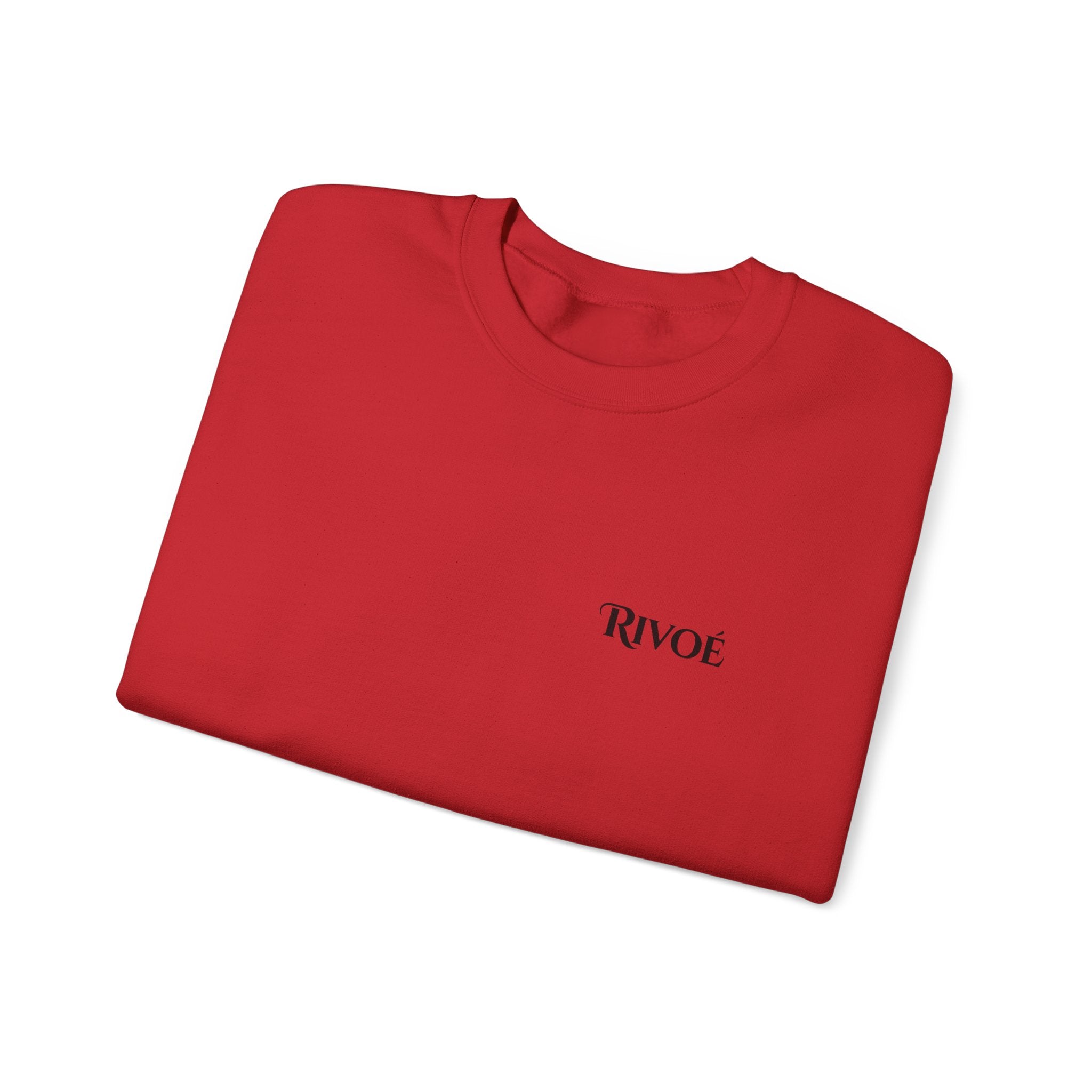 Minimal 'RIVOÉ' White Crewneck Sweatshirt – Small Chest Logo, Casual Unisex Pullover