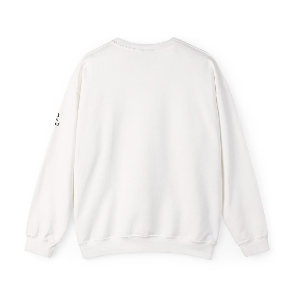 Minimal 'RIVOÉ' White Crewneck Sweatshirt – Small Chest Logo, Casual Unisex Pullover