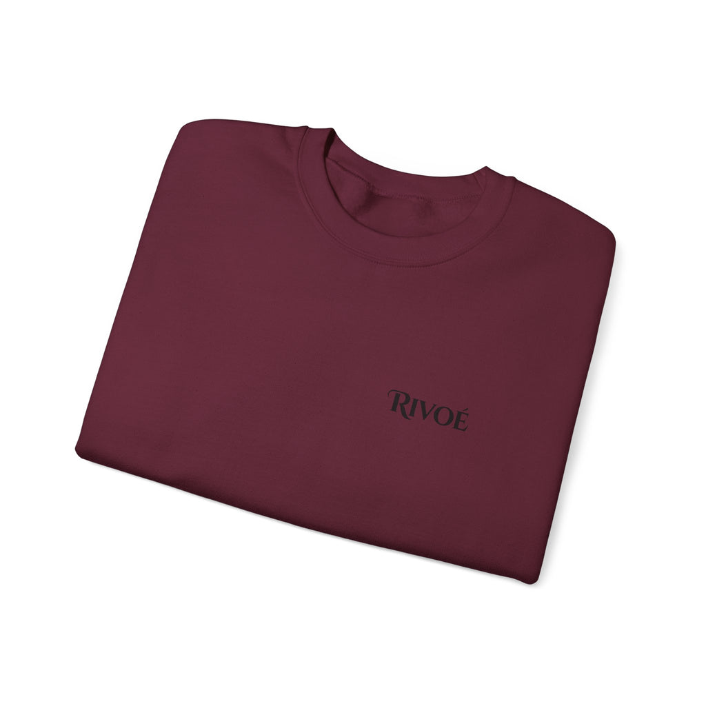 Minimal 'RIVOÉ' White Crewneck Sweatshirt – Small Chest Logo, Casual Unisex Pullover