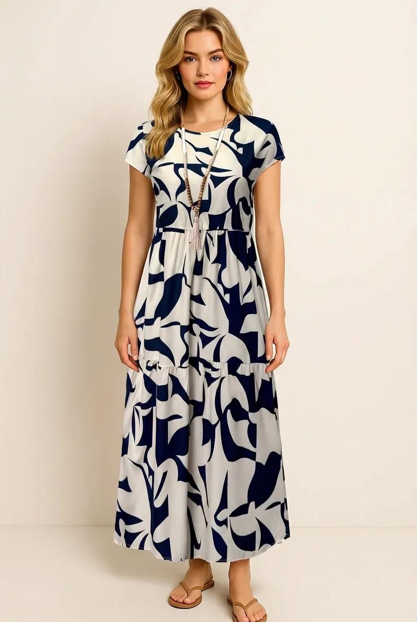 Elegant Tiered Short Sleeve Dress