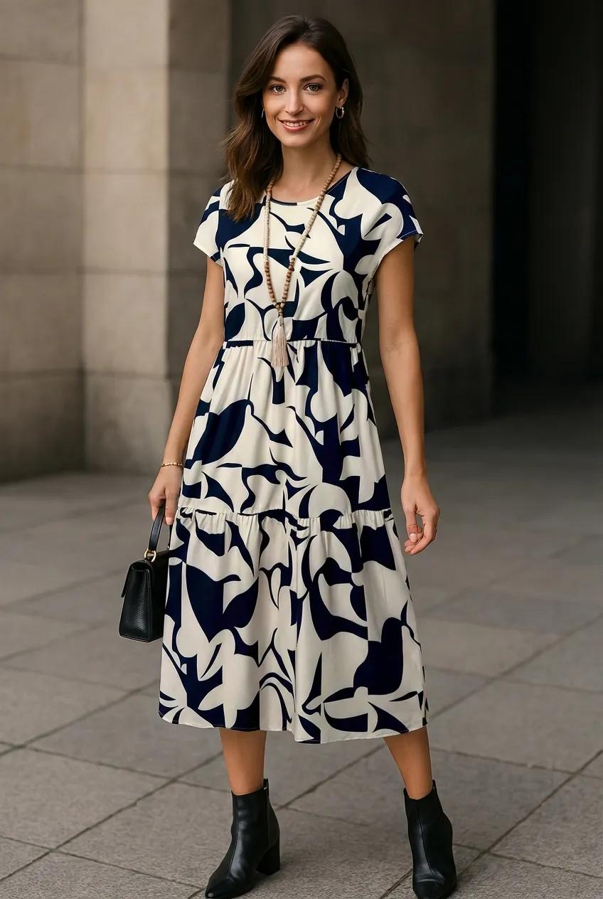 Elegant Tiered Short Sleeve Dress